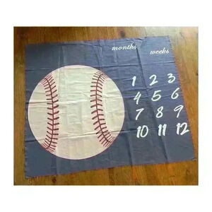 Baseball Themed Infant Newborn Milestone Blanket, Weeks & Milestones